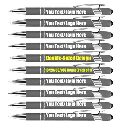 50 Stück Personalisiert Kugelschreiber mit Gravur, Doppelseitiges Personalisiertes Logo/Text, Kugelschreiber schwarzer Tinte, Werbegeschenke mit Ihrem Logo oder Ihrer Nachricht von Generic