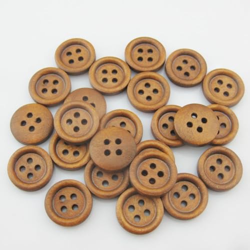 50 Stück runde Holzknöpfe for Kleidungsstücke, dekorative Puppenknöpfe, DIY-Nähzubehör, 15 mm/20 mm(Dia 15mm) von Generic