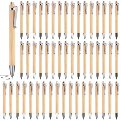 50-teiliges Bambus-Kugelschreiber-Set, 0,5 mm feine Spitze, schwarze Tinte, glattes Schreiben, Tintenroller für Schule und Büro 50-teiliges Bambus-Kugelschreiber-Set, 0,5 mm feine Spitze, schwarze Tinte, glattes Schreiben, Tintenroller für Schule und Büro von Generic