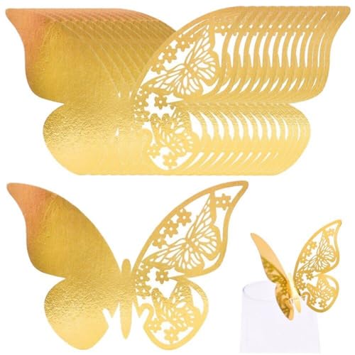 50pcs Butterfly Hochzeitstisch Nummer Place Karten Tischname Empfang Dekor Weinglas Hohlpapierkarte Für Hochzeits Bankette Tischdekoration von Generic