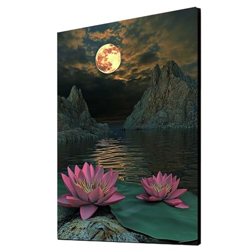5D Diamond Painting Blume Vollbohrer Diamant Malen Nach Zahlen Mond mit Diamond Painting Zubehör Set, Diamant Cross Stitch Stickerei Bastelset Erwachsene für Deko Wohnzimmer 35x50cm 1ZSH- 15613 5D Diamond Painting Blume Vollbohrer Diamant Malen Nach Zahlen Mond mit Diamond Painting Zubehör Set, Diamant Cross Stitch Stickerei Bastelset Erwachsene für Deko Wohnzimmer 35x50cm 1ZSH- 15613 von Generic