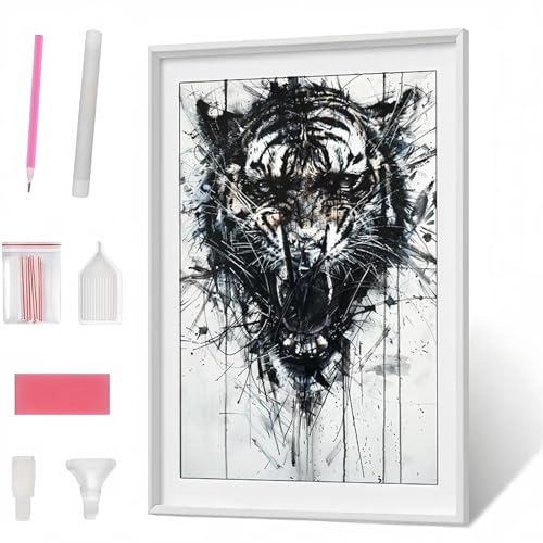5D Diamond Painting Erwachsene, Diamant Painting Tiger Tier, Diamond Art Set für Erwachsene Kinder, Komplettes DIY Diamant Malerei Malen Stickset, Kreuzstichbilder für Wohnkultur 60x80 cm PJY5269 1-9 5D Diamond Painting Erwachsene, Diamant Painting Tiger Tier, Diamond Art Set für Erwachsene Kinder, Komplettes DIY Diamant Malerei Malen Stickset, Kreuzstichbilder für Wohnkultur 60x80 cm PJY5269 1-9 von Generic