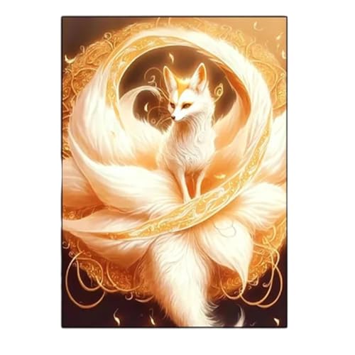 5D Diamond Painting Erwachsene, Fuchs Diamant Kunst Kreuzstich Bilder, DIY Diamant Eckige Steine Kunst Malerei Stickerei Set, Für Wand Schlafzimmer und Wohnzimmerdekoration 30×40cm (Gold) von Generic