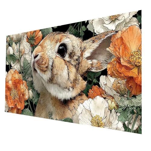 5D Diamond Painting Kaninchen mit Diamond Painting Zubehör Set 60x30CM, Diamant Malen Nach Zahlen Blume, Diamant Cross Stitch Stickerei Bastelset Erwachsene für Deko Wohnzimmer Geschenke model-4321 5D Diamond Painting Kaninchen mit Diamond Painting Zubehör Set 60x30CM, Diamant Malen Nach Zahlen Blume, Diamant Cross Stitch Stickerei Bastelset Erwachsene für Deko Wohnzimmer Geschenke model-4321 von Generic