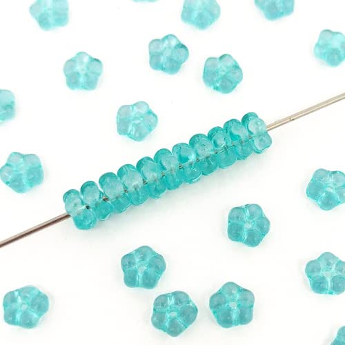 5g Preciosa Glasperlen Vergiss-me-nicht Blume Kristall turquoise Solgel, 5 mm (PRECIOSA glass beads forget-me-not flower Crystal Turquoise Solgel) von generic