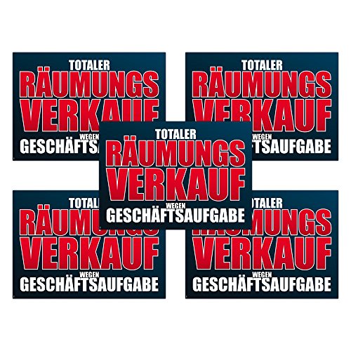 5x Plakat "Totaler Räumungsverkauf wegen Geschäftsaufgabe Alles muss raus!" DIN A1 (841x594mm) von Generic