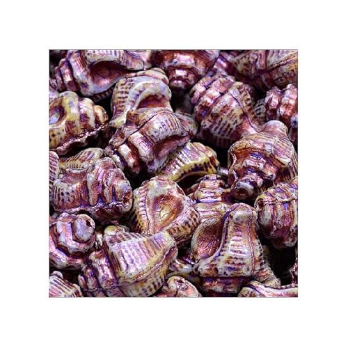 6 stk Handgefertigte tschechische Glasperlen Murex Shell Violett Bronze, 15 x 12 mm (Hand made Czech glass beads Murex shell Violet Bronze) von generic