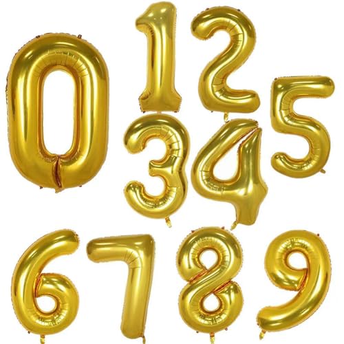 60cm oder 100cm Zahlen Folienballon für Hochzeit Baby Geburtstag Party Dekoration-gold-6,30inch von Generic