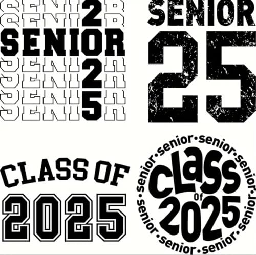 6er-Pack Seniorenklasse 2025 Abschlusssaison Direkt zum Aufbügeln Wärmeübertragung Mehrere Größen Graduating Senioren im Jahr 2025 Geeignet für T-Shirts, Masken, Jeans, Rucksäcke, Hüte und Kissen von Generic