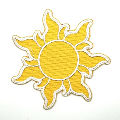 7,6 cm Sonnenaufnäher zum Aufbügeln – bestickte Sonnenapplikationen zum Aufbügeln oder Aufnähen für Löcher, Kleidung, Jeans, Hut, Rucksäcke, Kleidung – Tangled Sun Patch von Generic