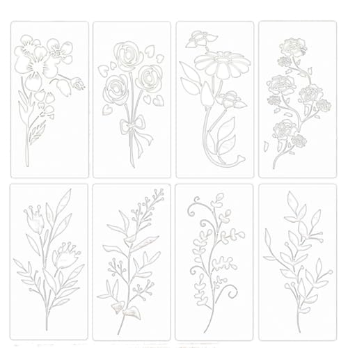 8-teilige Blumenmalvorlagen - Blumenschablonen zum Bemalen auf Holz, Malschablonen, Set mit 8 Vistaprint Schablonen Für lebendige Blumenblumen, wiederverwendbare Malschablonen und von Generic