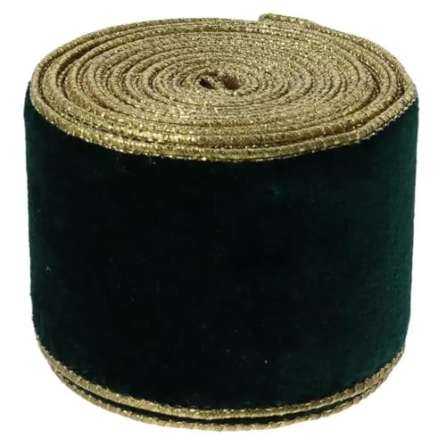 9,1 m langes Geschenkband mit goldenem Rand, 6,3 cm breit, rotes Drahtband, grünes Geschenkband for Heimwerkerarbeiten(Green) von Generic