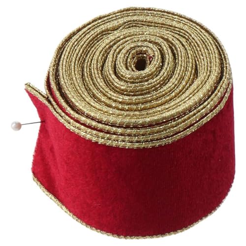 9,1 m langes Geschenkband mit goldenem Rand, 6,3 cm breit, rotes Drahtband, grünes Geschenkband for Heimwerkerarbeiten(Red) von Generic