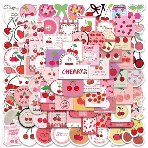 90pcs Rosa Mädchen Herz Wein Herz Kirsch Cartoon Aufkleber DIY Kühlschrank Laptop Gepäck Skateboard Graffiti Witz Aufkleber von Generic