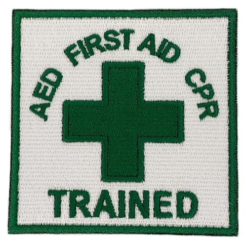 AED First Aid CPR Trained Patch (7,6 cm) Besticktes Aufbügeln/Aufnähen, Abzeichen für Arbeitsplatz, Gesundheit und Sicherheit von Generic