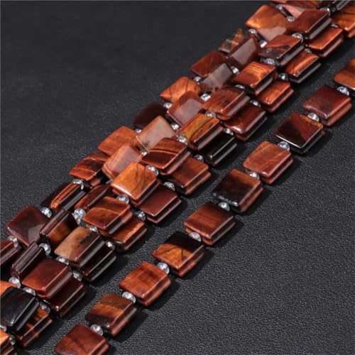 Abstandshalter für Armbänder, Halsketten, Schmuckherstellung, 10 mm, natürlich, würfelförmig, flach, quadratisch, Nr. 9, Tigerauge, 10 mm, 30 Stück von Generic