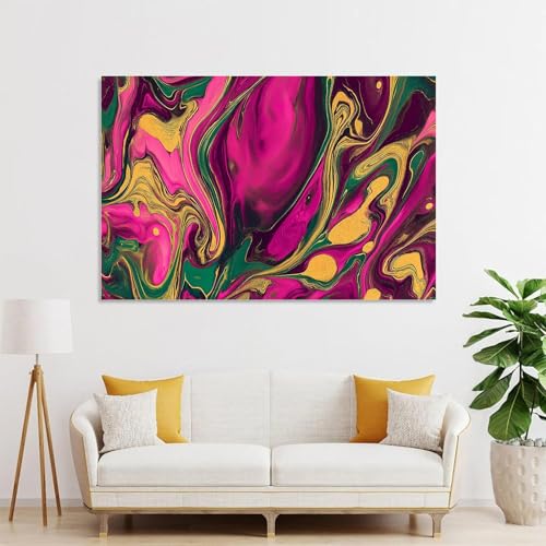 Abstrakt Marmor Acrylfarbe Bilder mit Rahmen Tiefes Lila Wandbild Wohnzimmer Modern, Leinwandbilder Wohnzimmer, Wandbilder Groß, Bilder für Schlafzimmer, Wandbilder mit Rahmen 60x90 cm von Generic