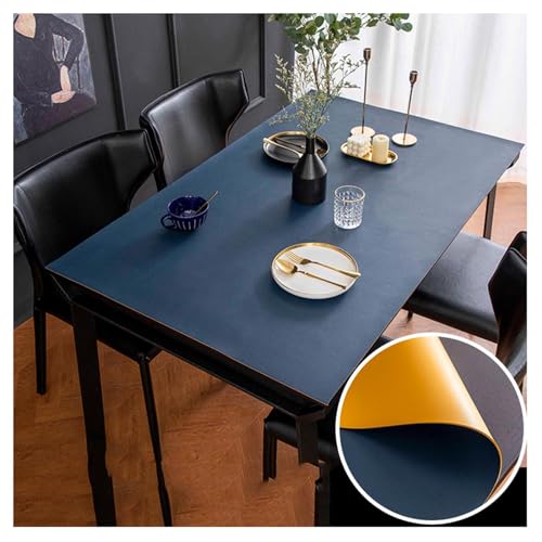 Abwischbare Kunstleder-Tischdecke, wasserdichte Und Ölbeständige Esstisch Schutzunterlage, Doppelseitiges Design, Für Tische Unterschiedlicher Stärke (Blue+Yellow 70×130 cm) von Generic