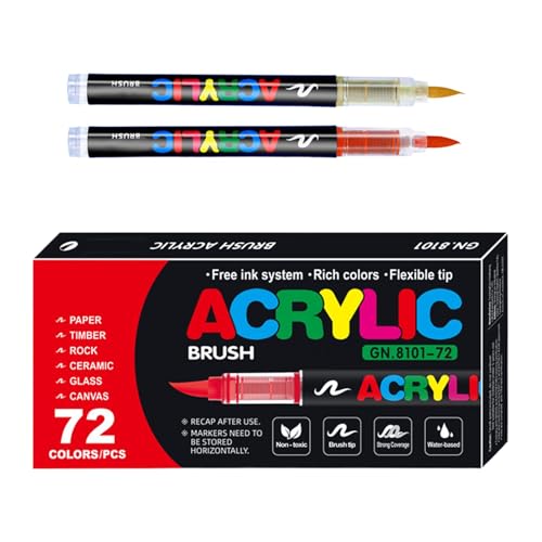 Acryl-Pinselmarker, Acryl-Marker mit weicher Spitze, Pinselstifte für Acrylpinsel, Acrylstifte sind geeignet für Leinwand, Holz, Stein und Acryl-Marker-Set. f von Generic