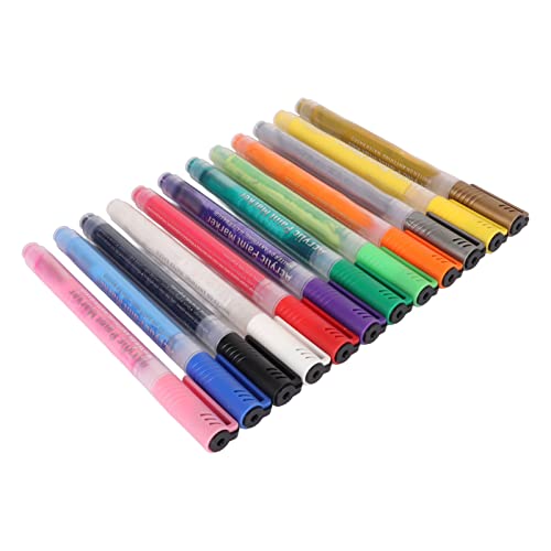 Acrylfarben-Markierungsstifte, 12 Farben, Faserspitze, Acryl-Marker, Wasserfest, für Stein, für Studenten, für Glas von Generic