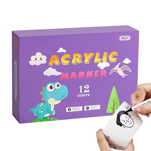 Acrylfarbenmarker,Wassermarker für Kinder | Acryl-Farbmarker Permanent 12/24/36 Farben Farbstift - Wassermarker mit weicher Spitze, schnell trocknender Graffiti-Marker für Holz, Leinwand, Stein und Ke von Generic