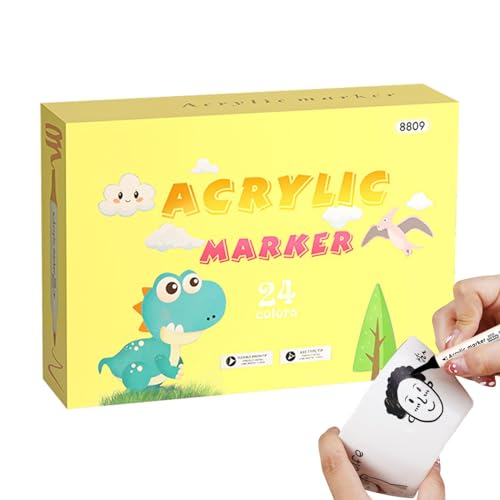 Acrylfarbenmarker,Wassermarker für Kinder | Lackstift Acryl Permanentfarbe Marke,Wassermarker, schnell trocknender Graffiti-Marker für Glas, Holz, Keramik und Stein von Generic