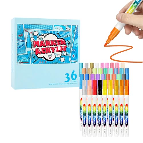 Acrylfarbenstifte-Set, Acrylstifte Zum Malen - Wasserfeste Lackstifte Mit Feiner Spitze, Graffiti-Marker | Farbstifte, Acryl-Marker-Set, Farbige Marker Mit Aufbewahrungsbox Für Kinder von Generic