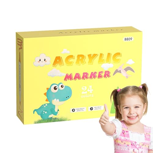 Acrylfarbmarker, Wassermarker für Kinder - Permanent Acryllack Marker Marke - Wassermarker Marker mit weicher Spitze Schnell Trocknende Spitze für Leinwand u von Generic