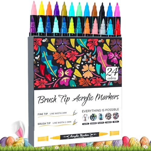 Acrylmarker, Marker für Acrylfarbe, Stifte und Marker, weiche Pinselspitze mit doppelter Spitze, wasserfest, Acrylmarker für Stein, Leinwand Acrylmarker, Marker für Acrylfarbe, Stifte und Marker, weiche Pinselspitze mit doppelter Spitze, wasserfest, Acrylmarker für Stein, Leinwand von Generic