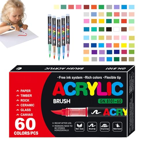 Acrylmarker gesetzt, wasserdichtes Acrylfarbenmarker | Malenstift für Papier | Weichpinsel Acrylmarker Stifte Set, perfekt zum Zeichnen von Kunst- und Handwerksbedarf von Generic