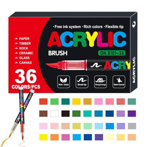 Acrylpinselmarker, Acrylmarker gesetzt | Malenstift für Papier | Weichpinsel Acrylmarker Stifte Set, perfekt zum Zeichnen von Kunst- und Handwerksbedarf von Generic