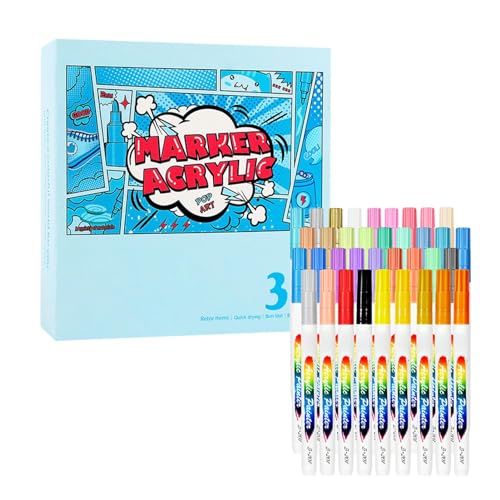 Acrylstifte zum Malen, Acrylmalstifte mit feiner Spitze | Nicht klebende Graffiti-Marker, Farbmarker mit feiner Spitze,Farbstifte, Acryl-Marker-Set, farbige Marker mit Aufbewahrungsbox für Kinder und von Generic