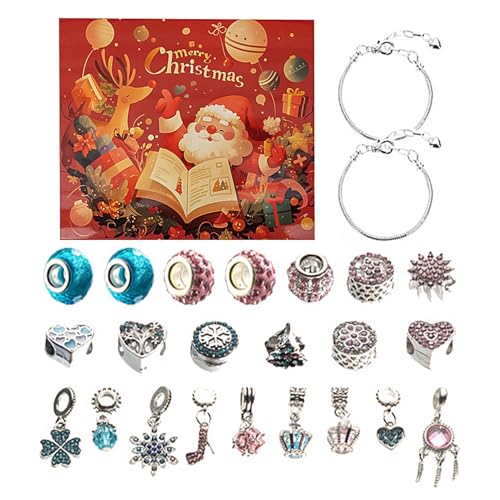 Adventskalender 2024 für Mädchen | diys-Schmuckherstellungsset mit Armbändern – Weihnachts-Countdown-Kalender, kreatives Schmuckset für Geburtstag, Kindertag, Weihnachtsspaß, Kinderschmuck-Bastelset von Generic