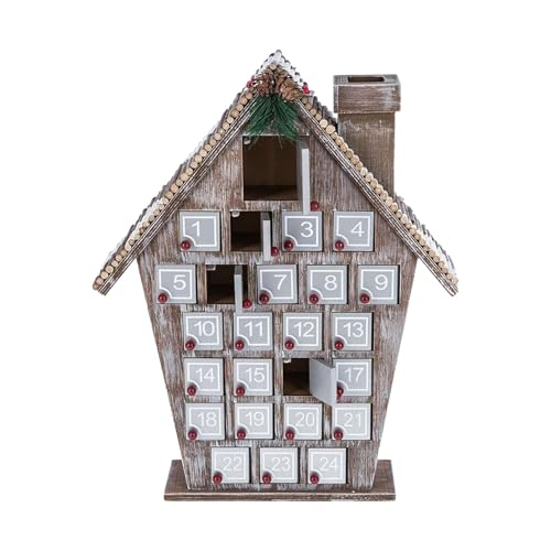 Adventskalender Holzhaus – Weihnachts-Adventskalender aus Holz, Countdown-Kalender mit Schubladen | Digitale Weihnachtskalender-Ornamente, Countdown-Kalender für die Weihnachtsdekoration von Generic