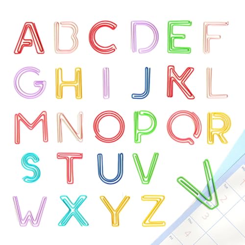 Alphabet-Büroklammern – tragbare aus Metall in Buchstabenform, langlebige farbige Briefpapierklammern | Büro- und Schulbedarf für Prüfungsunterlagen, Notizen, Scrapbooking, Dokumentenorganisation von Generic