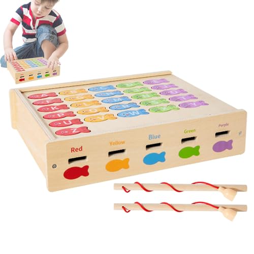 Angelspiel für Kinder, magnetisches Angelspiel, Alphabetisches Fischspiel für Kinder 2 in 1 - Interaktive Sortierbox, Lernspielzeug und Bildung, Spielzeug von Generic