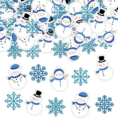 AnyDesign 300 Stück Weihnachten Konfetti Glitzer Blau Schneeflocke Papier Konfetti Niedlich Schneemann Dekorative Tischkonfetti für Weihnachten Winter Urlaub Tischdekoration Party Supplies von Generic