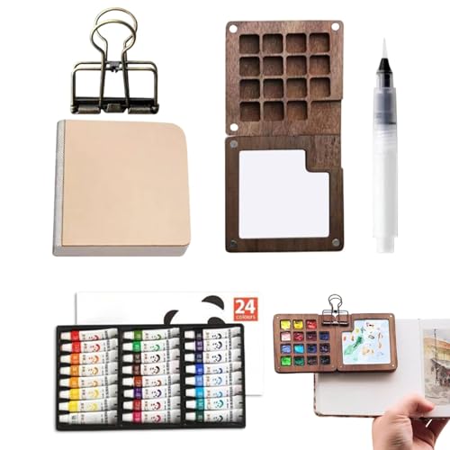 Aquarellfarbset Reise Aquarell Set Pocket Aquarell Set Outdoor Aquarell Set 24 Farben für Künstler Studenten Reiseset mit Portil Farbpalette Aquarellfarbset Reise Aquarell Set Pocket Aquarell Set Outdoor Aquarell Set 24 Farben für Künstler Studenten Reiseset mit Portil Farbpalette von Generic