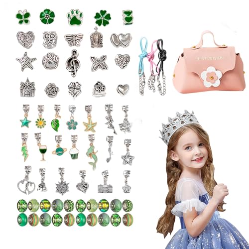 Armband-Herstellungsset für Mädchen, Armband-Herstellungsset - Legierungsperlen-Armband-Set, Schmuckherstellungszubehör | Perlen-Bastelset für Kinder, modisches Schmuck-Perlenset für Mädchen und Fraue von Generic