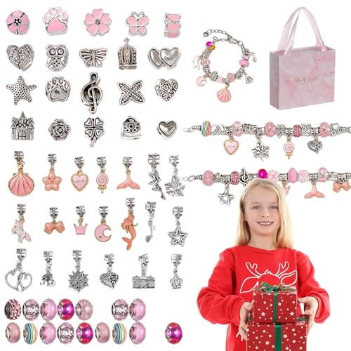 Armband-Herstellungsset für Mädchen, Schmuckherstellungs-Set für Mädchen - Buntes Schmuckherstellungsset für Kinder. Perlenherstellungsset | Charm-Armband-Halsketten-Set, modisches Schmuck-Perlenset z von Generic