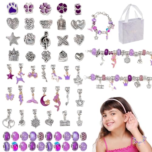 Armband-Herstellungsset für Mädchen, Schmuckherstellungs-Set für Mädchen | Perlenherstellungsset Vielseitiges Schmuckherstellungsset für Kinder,Charm-Armband-Halsketten-Set, modisches Schmuck-Perlense von Generic