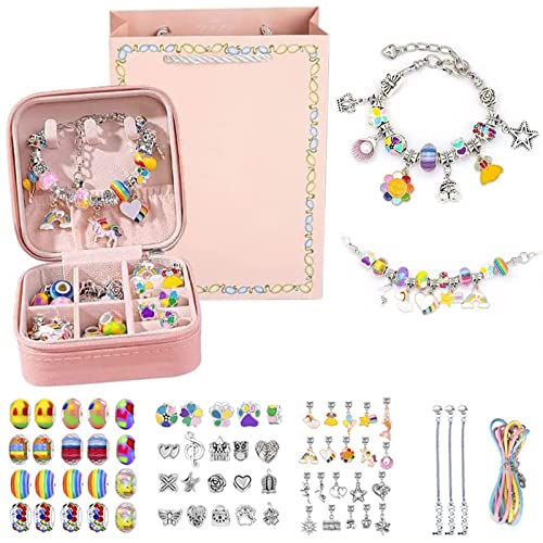 Armband Kit,Diy Schmuck Making Kit für Kinder,66 Stück Schmuckbastelsets Charm Armband Bastelset Geschenke mit Aufbewahrungsbox, Armbänder für Mädchen Teens Valentinstag Jubiläum Geschenk Set von Generic