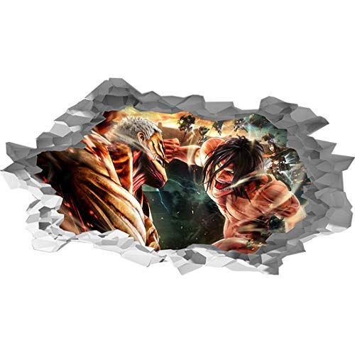 Attack on Titan Fight 3D Loch in the Wall B Effekt Wandtattoo Wandaufkleber, 105cm x 69cm von Generic