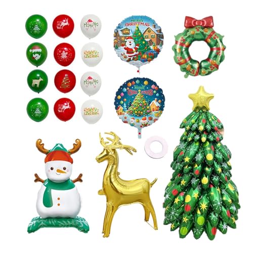 Aufblasbare Weihnachtsbaumballons - Aufblasbare Weihnachten Folienballon Kit - Rich Elements Atmosphäre Dekoration für Garten, Innenraum, Hof, Rasen von Generic