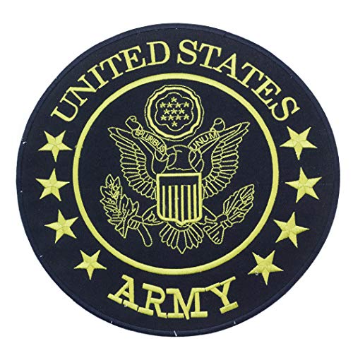 Aufnäher, Motiv: United States Army Military bestickt, auf der Rückseite, groß, rund, Schwarz und Olivgrün von Generic