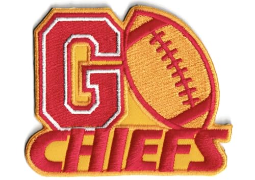 Aufnäher mit Chiefs-Logo, bestickt, American Football-Fan, Lieblings-Team, zum Aufbügeln oder Aufnähen von Generic