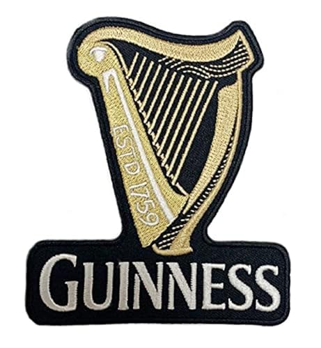 Aufnäher mit Guinness-Harfen-Logo, 10,2 cm, bestickt, zum Aufbügeln oder Aufnähen, St. James Gate Brauerei-Wappen, Dublin, Irland, Reisen, irisches Souvenir, Emblem, DIY-Geschenk von Generic