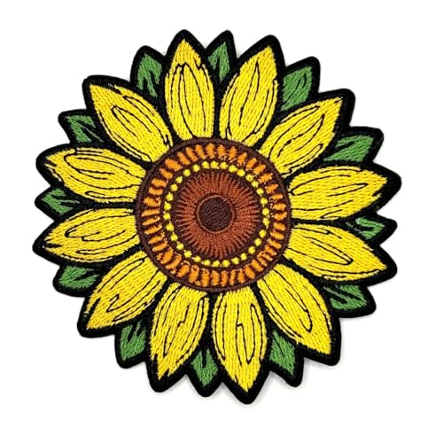 Aufnäher zum Aufbügeln mit Sonnenblumen, bestickt, niedliche Blume, Sonnenblumen-Applikationen, zum Aufbügeln oder Aufnähen für Löcher, Kleidung, Jeans, Hut, Rucksäcke, Hüte, Jacken, Kleidung (Größe von Generic