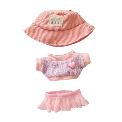 Ausgestopfter Puppenpullover Und Rock. Machen Sie Ihre Eigenen Puppen. Pädagogische Kleidung, Mode für Kinder. Plüschpuppenkleidung für 6,69 Zoll Pup, Rosa Rock Rosa Hut von Generic