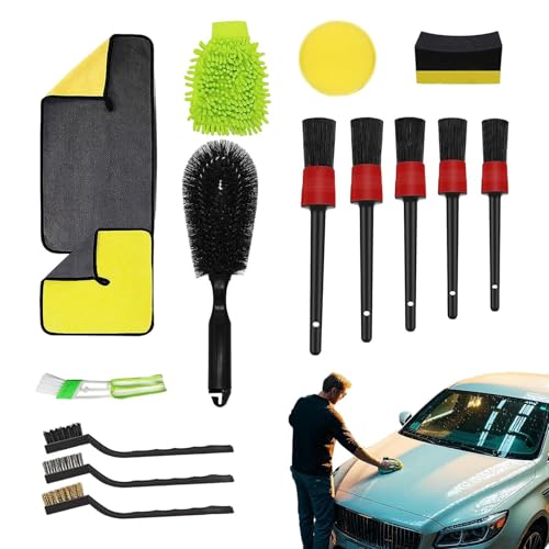 Auto -Innenreinigungsbürste Set, Außeninterieur -Auto -Detail -Kit - 15x Reinigungshandtuchauto Innenausstattung Werkzeug - Komplette Set für die professionelle Autowartung für, Sitze, Felgen von Generic